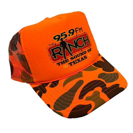 The Ranch Trucker Hat (Safety Orange/Camo)